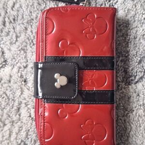 Disney Minnie Loves Mickey Lg Zip Wallet EUC